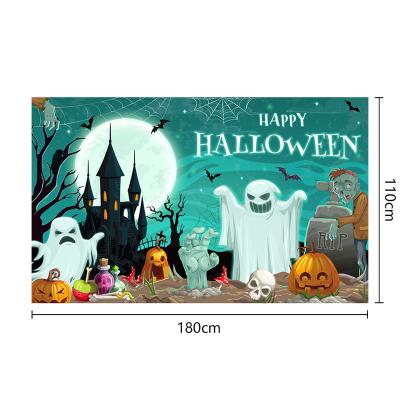 China Eco-Friendly Halloween Banner Party Logo Flag Giant Happy Halloween Celebration Supplies Outdoor Decoration Picture Background for sale