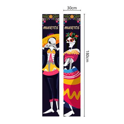 China 2023 new indoor creative Halloween decoration couplet party yard flag Halloween decoration door curtain Ghost couples for sale