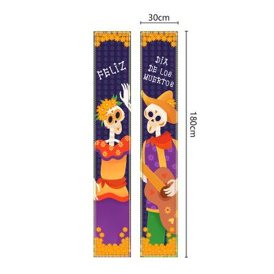 China 2023 New Couplet Halloween Halloween Door Curtain Creative Creepy Atmosphere Prop Party Decoration Indoor Courtyard Decoration for sale