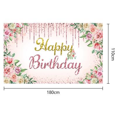 China Beautiful colorful Yinbo manufacturer directly sells wood grain birthday banners, party decorations, and background fabrics for sale