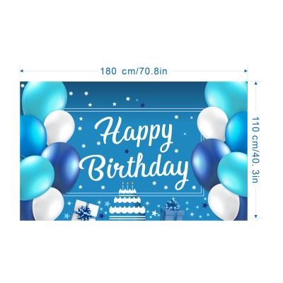 China Blue Flag Party Decoration Cloth Background Photography Banner New Birthday Banner Birthday Party Hanging Stage Layout for sale