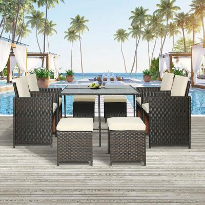 中国 9pcs Leisure KD Design Modern Garden Sets Outdoor Rattan Furniture 販売のため