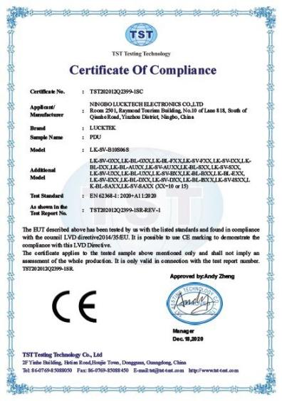 CE - Ningbo Lucktech Electronics Co., Ltd.