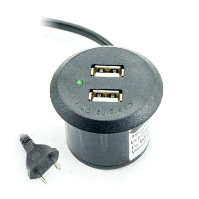 China Black USB Sockett Color Round USB Plug With Euro Plug for sale