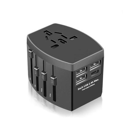 China Portable Universal Travel Travel Adapter With USB Smart Charger Four USB Socket Electrical Outlet for sale