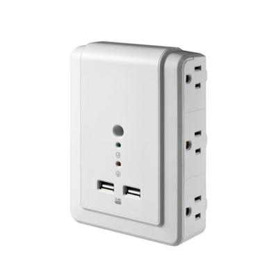 China Residential / General Purpose White 6-Outlet Surge Protector Wall Charger with Two 2.4 A Charging USB Ports for sale