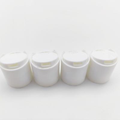 China 28/410 child safe round white black plastic screw cap for cosmetic bottle, disc top cap for shampoo bottle for sale