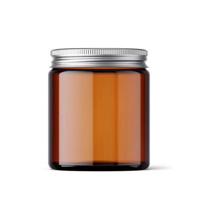 China Home Vintage 10oz 8oz Amber Candle Jar With Lids Empty Glass Amber Candle Jar In Bulk for sale