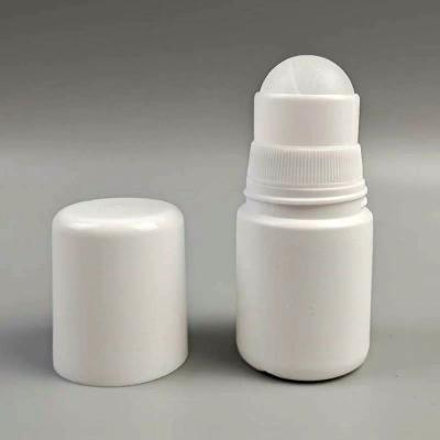 China Chemical Manufacturing 50ml 60ml Roll On Bottle With White And Black Flat And Round Cap Roll On Bottle for sale