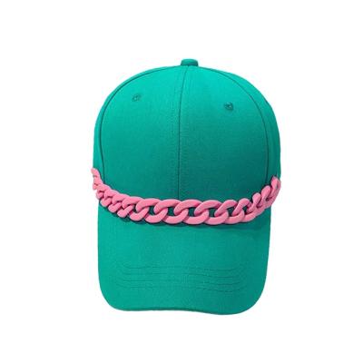 China 2021 Hot Selling New Design COMMON Custom Logo Sport Baseball Cap Colorful Acrylic Chain Hat With Chain for sale