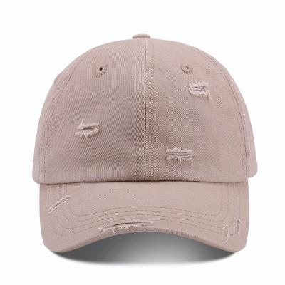 China JOINT Wholesale Custom Logo 6 Panel Cotton Blank Distressed Baseball Hat for sale