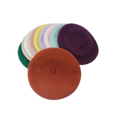 China Picture Fashion Wholesale Custom Embroidered Beret Hat Women Wool Felt Beret Hat for sale