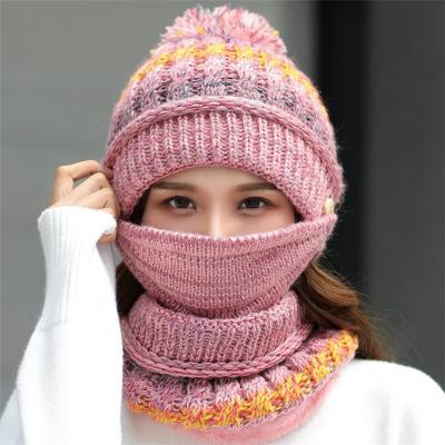 China Short Hat Women's Ski Fashion Beanies Warmer Set Knitted Winter Scarf And Hat Set for sale