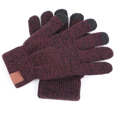 China Winter Simple Hot Sale Unisex Women's Custom Logo Cotton Knitted Touch Screen Gloves for sale