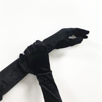 China Women Winter Simple Black High Fashion Long Velvet Gloves For Sale for sale