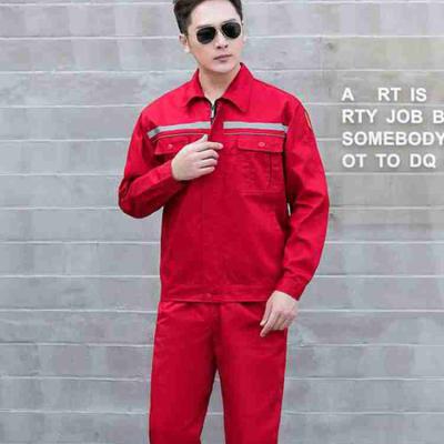 China 2021 Safety Protective Clothing Fashion Work Clothes Women Industrial Red Work Men Uniform Jackets Pants for sale