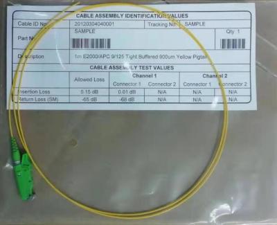 Cina cavi a fibra ottica della treccia 1310nm, trecce semplici di E2000 APC in vendita