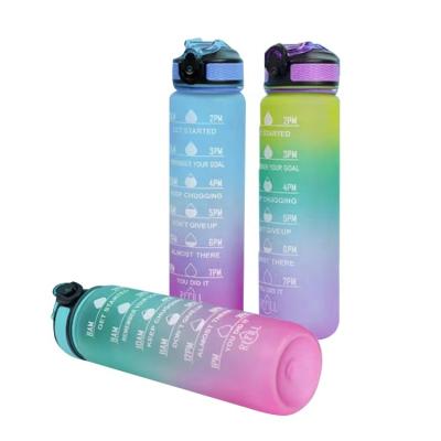 China Gradient Color Viable Sports Frosted Large Capacity Sports Plastic Custom Logo Water Cup Motivational Water Bottle For Sport for sale