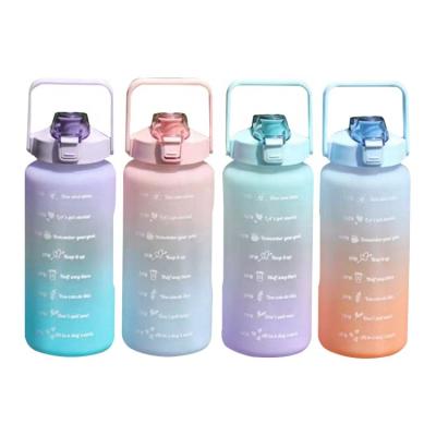 China Fitness Time Sustainable Plastic Protein Customized Gradient Color Sports Water Cup 1000ml Inspirational 1 Liter Mineral Water Bottle for sale