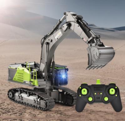 China RC Hobby Huina 1593 22CH Rc Car 1/14 RC Excavator Green Remote Control Bricks 1/14 for sale