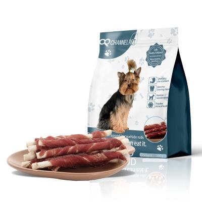 China Sustainable Pet Food Dog Snacks Supplier 100% Natural Dog Chews Duck Wrap Cowhide Rolls Pet Snacks for sale