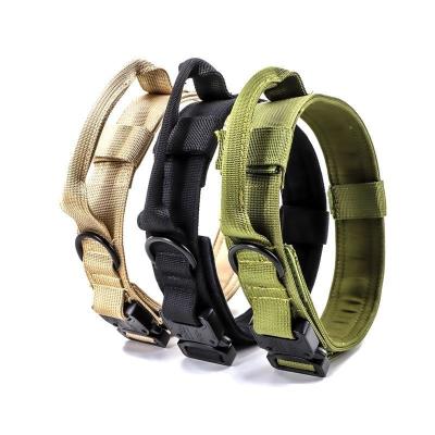 China Designer Custom Heavy Duty Dog Collar Personalized Nylon Military Tactical Pet Training Collars With Metal Buckle for sale