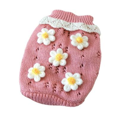 China Viable Biped Pet Cat Dog Clothes Sweater Autumn And Winter Puppy Small Daisy Knitted Cardigan for sale