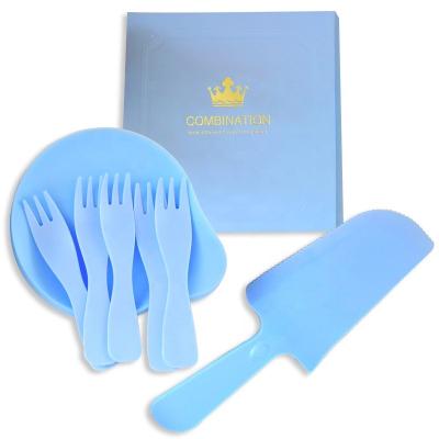 China PS Drop-shaped Plate Set Cutlery And Tray Set Party Supplies Box Birthday Cake Disposable Tableware for sale