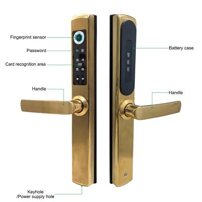 China Fingerprint Code Electronic Biometric System Smart Card Door Keypad Aluminum Handle Locks Set For Aluminum Door 100 for sale