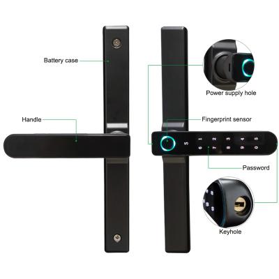 China Smart Slim Glass Aluminum Door Electronic Security Password Code Fingerprint Smart Locks TT Key For Aluminum Doors 100 for sale