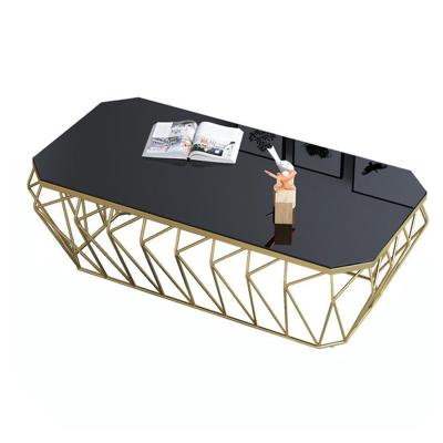 China Contemporary Tempered Glass Pool Gold Coffee Table And End Luxury Modern Nordic Mirrored Black Tables Set For Living Room for sale