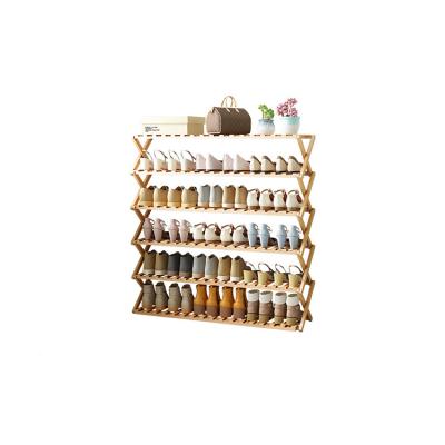 China Adjustable 4 Tier (Other) Adjustable Portable Entry 6 Layer Wooden Expandable Display Stand Shoe Rack Space Saving Bamboo Wood Designs for sale