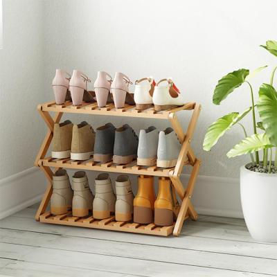 China Multi Purpose Expandable Expandable Folding Wooden Bamboo Display Shoe Flexible Rack (Other) Multi Purpose Adjustable 4/5/6 Small For Room for sale