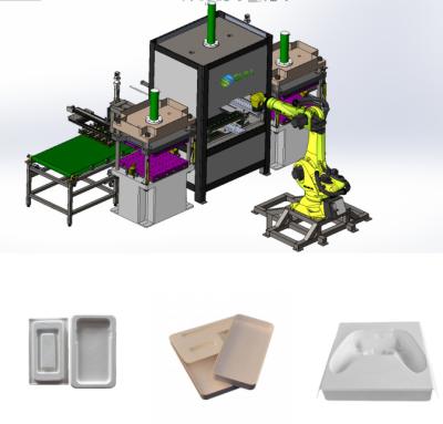 China Papier-Bagasse-Zellstoffformmaschine Geräuscharme Bagasse-Plattenmaschine zu verkaufen