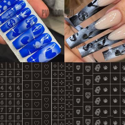 China Easy Apply 2022 Newest Nail Art Airbrush Stencils For Fun Prints Sticker Decals Airbrush Nails Trendy Salon Manicure Supply for sale