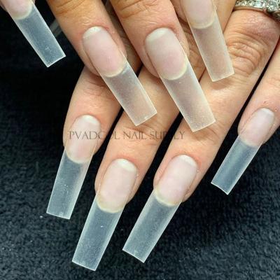 China Salon Effect 500pcs/Bag Pre Plucked C Curve Half Cover False Nail Tips Waterpipe Tube Half Square French Acrylic Nails Bulk Price for sale