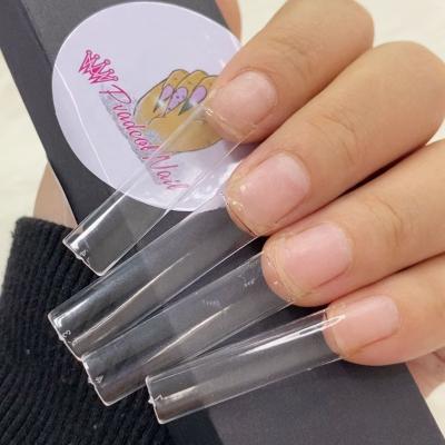 China Salon Effect 500pcs Square XXL Flat Acrylic Nail Tips Long Straight Flatter Non C Curve Half Cover False Nails Tip Manicure Tool for sale