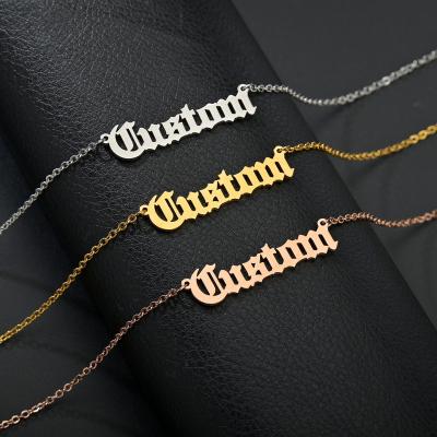 China TRENDY Personalized Name Necklace Gold Stainless Steel Choker Chain For Women Nameplate Customize Necklaces Gifts Wholesale for sale