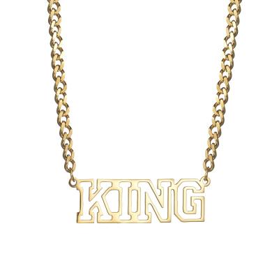 China Wholesale TRENDY Gold Name Necklace Fashion Stainless Steel Personalized 5mm Cuban Chain For Women Mens Nameplate Customize Necklaces for sale