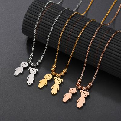 China Fashionable Wholesale Price Gold Stainless Steel Baby Boy Girl Necklace Engraved Custom Date Logo Name Detachable Chain Jewelry ID Gifts for sale