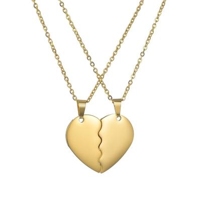 China Wholesale Personalized Fashion Name Necklace Gold Stainless Steel Heart Half Chains For Women Nameplate Customize Necklaces for sale