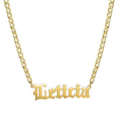 China Fashion TRENDY Gold Name Necklace Stainless Steel Personalized 4mm Cuban Chain For Women Nameplate Customize Necklaces Gifts Wholesale for sale