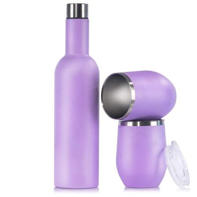 China Viable 750ml 12oz Wine Bottle Personalized Stainless Steel Insulated Sublimation Wine Tumbler Gift Set Box for sale