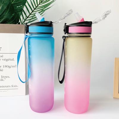 China Eco Friendly Wholesale Sustainable Sport 1000ml Tritan Free Water Bottle OEM BPA Plastic Water Bottle With Straw for sale