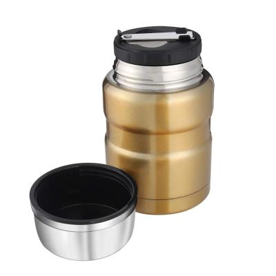 China Sustainable Logo Gold Color Custom Double Wall Insulated Vacuum Stainless Steel To Keep Hot Thermos Lunch Box for sale