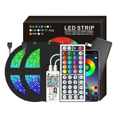 China LANDSCAPE Amazon Alexa Tuya WIFI Radio 5050 RGB 5 Meter 16 Colors Flexible LED Lights Smart Waterproof LED Strip Light With Remote for sale