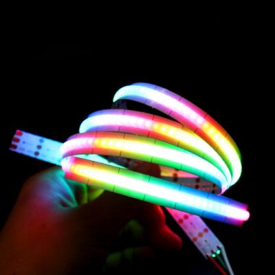 China Digital Full Color Residential Dreamy Light Accessible Flexible Strip High Density Pixel Color RGB COB LED Strip IP20 DC5V SK6812 320leds for sale