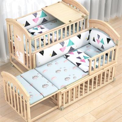 China New Summer 3 Position Height Adjustment Solid Wood Crib With Diaper Table In Two Sizes for sale