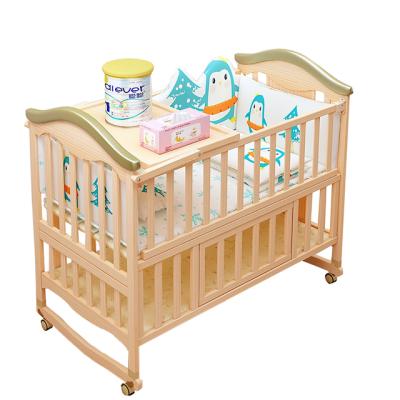 China 2021 Materials 2021 Eco-friendly Cheapest Materials 2021 Cheapest Solid Baby Crib Mobile Cribs Baby Furniture Wooden Portable Hutches for sale