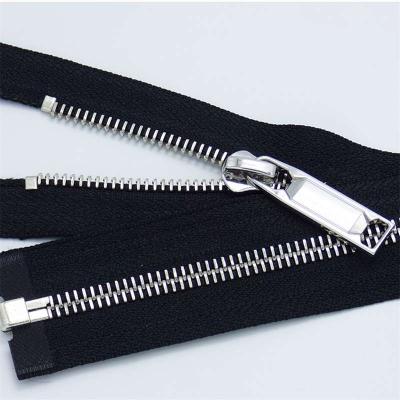 China Custom jeans teeth zip3# metal zipper tape silver black denim zipper viable with Y teeth zipper pull for sale